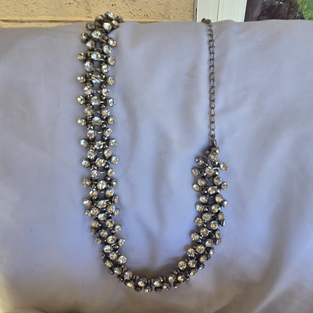 VINTAGE, MCM 60's era Rhinestone Cluster Statement Necklace